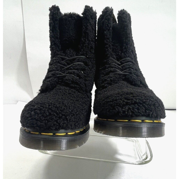 Doc Dr. Martens Women's Faux Fur Shearling Boots Black Size 10 Pascal New WO Box - Picture 7 of 16